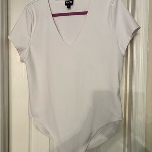 INC International Concepts White Asymmetrical Bodysuit